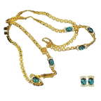 Lovely Jewellery Fashion Blue Crystal Necklace And Earring Set