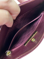 CARTIER Must Line Shoulder Bag Leather Bordeaux Gold Auth BA3142 Golden Dark red