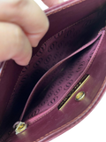 CARTIER Must Line Shoulder Bag Leather Bordeaux Gold Auth BA3142 Golden Dark red