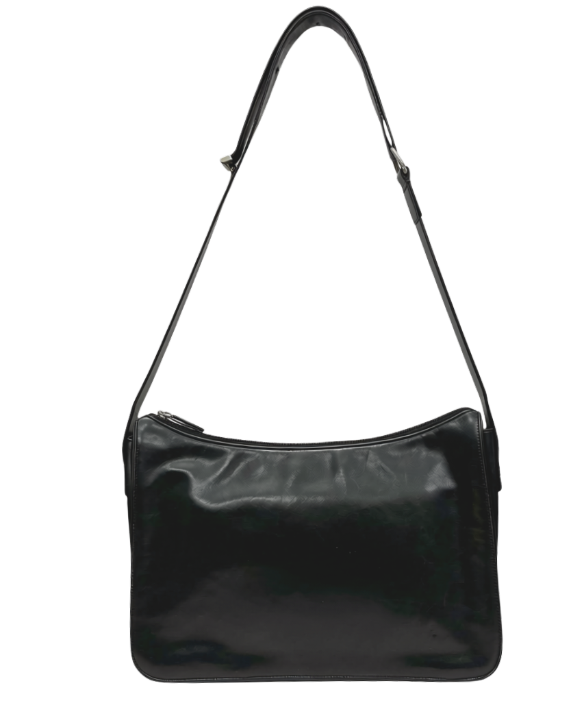 Vintage Bally Black Smooth Leather Shoulder Bag