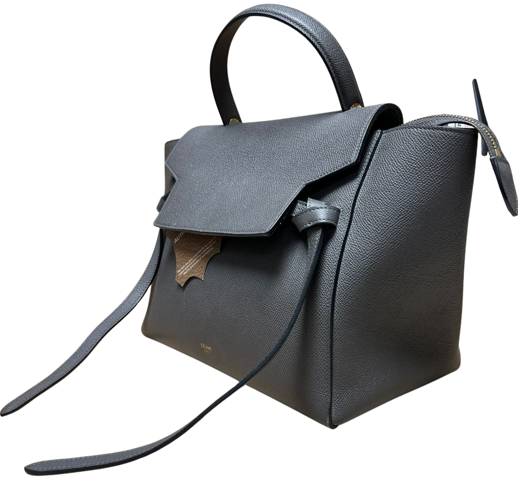 Celine Micro Belt Bag Grey Grained Calfskin Leather