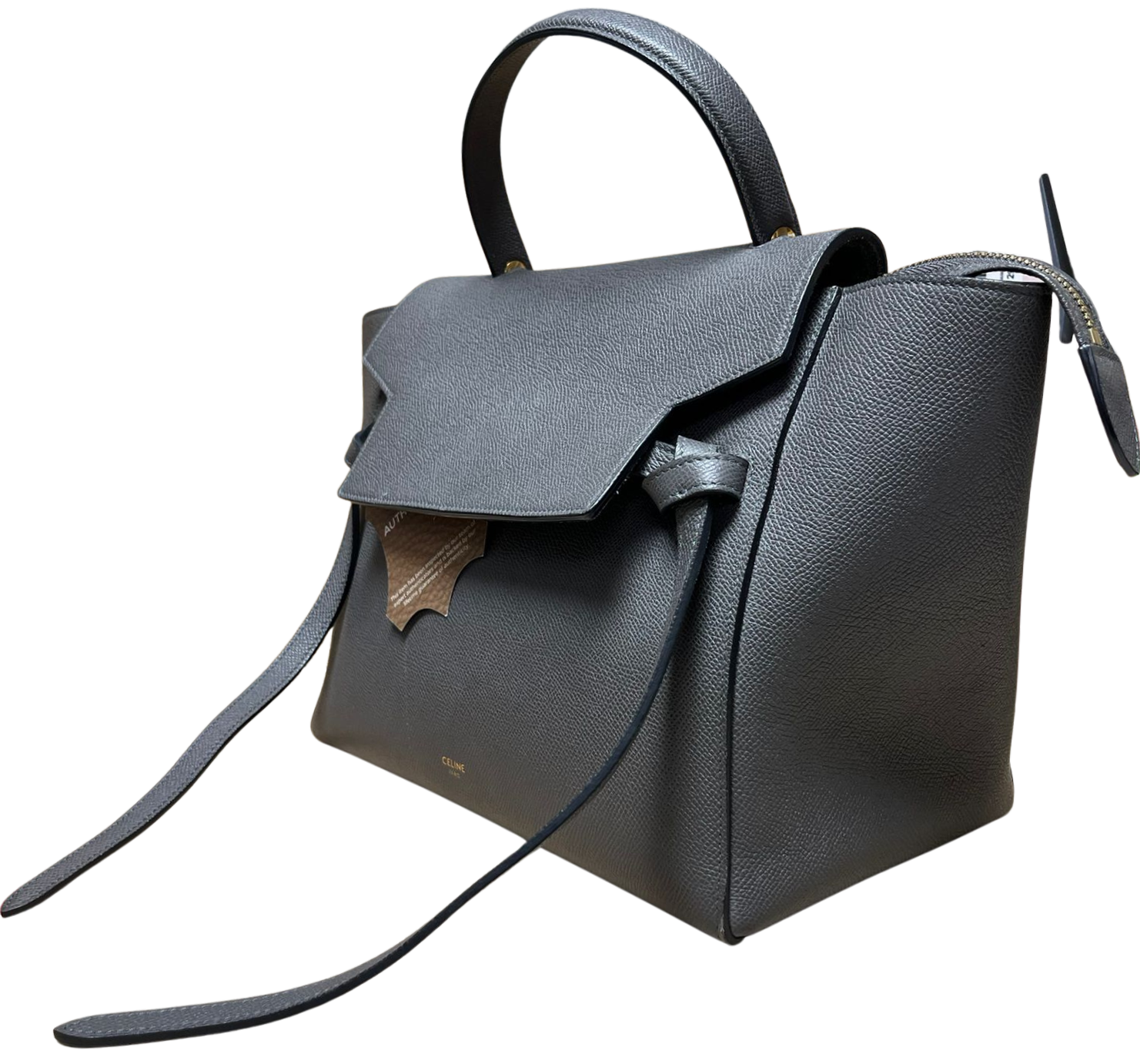 Celine Micro Belt Bag Grey Grained Calfskin Leather