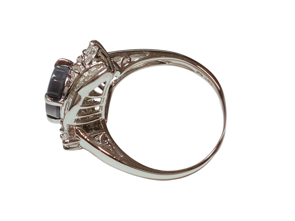 PT850 1.87CT Black Opal WIth 1.02CT Diamond Cocktail Ring 9.6G