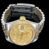 Rolex Lady-Datejust 69173 Gold Dial w/ Diamonds and Cert