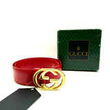 Gucci Interlocking Gold Colour Buckle Leather Belt