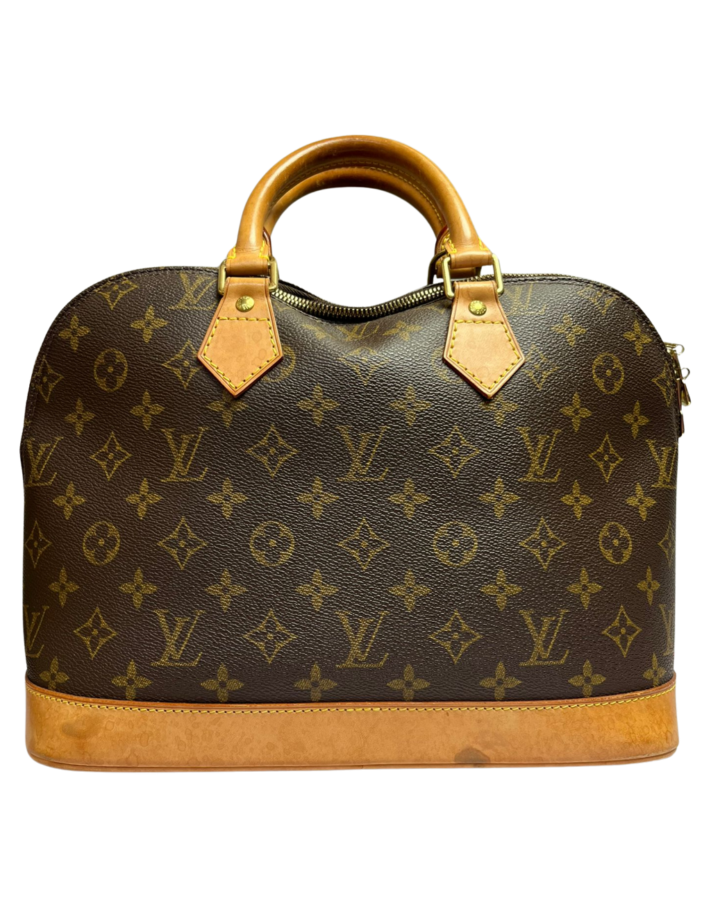 Louis Vuitton Alma PM Handbag Monogram Coated Canvas Vachetta Leather Trim