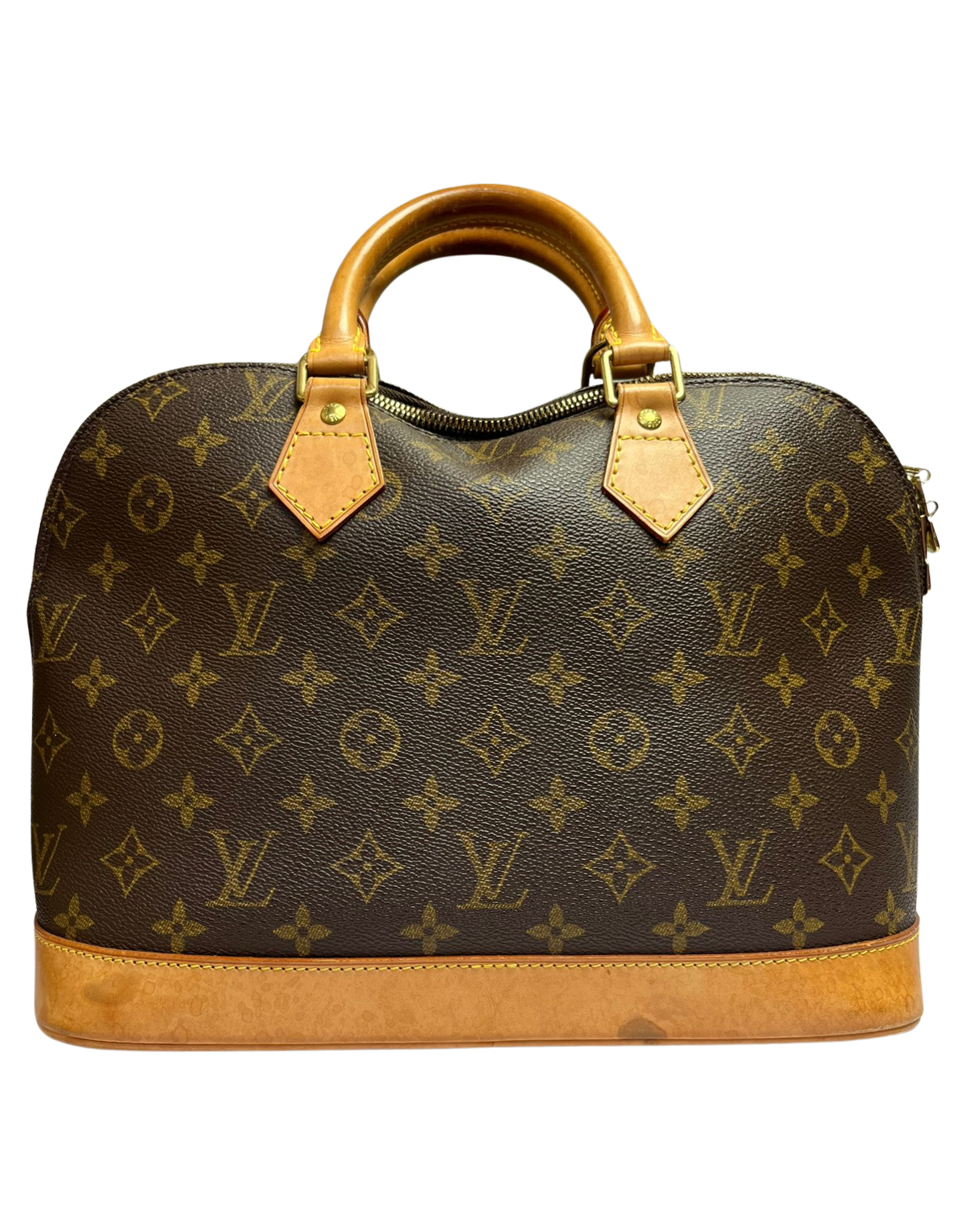 Louis Vuitton Alma PM Handbag Monogram Coated Canvas Vachetta Leather Trim