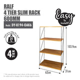 HOUZE RALF 4 TIER SLIM RACK 600MM DY 8194 OAK6