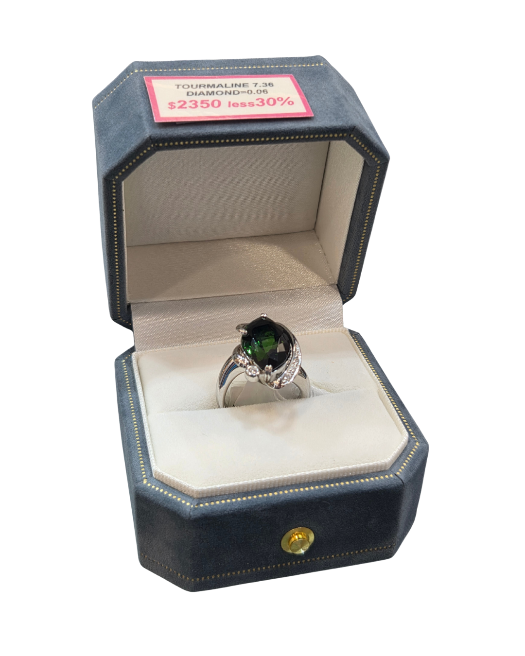 Natural Green Tourmaline & Diamond Ring 7.35cts Green Tour1 Secondary image