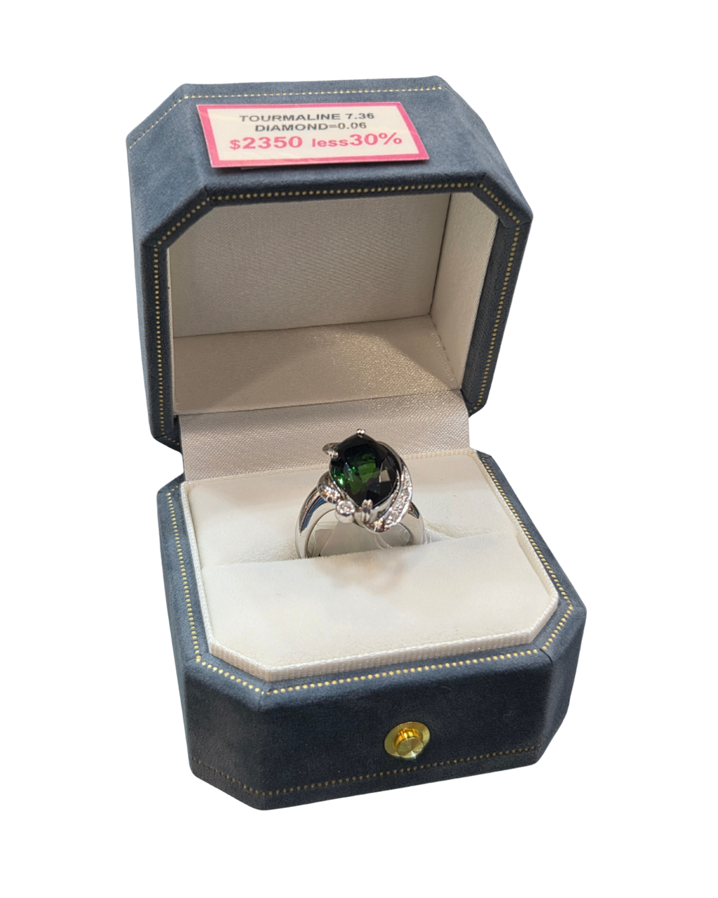Natural Green Tourmaline & Diamond Ring 7.35cts Green Tour1