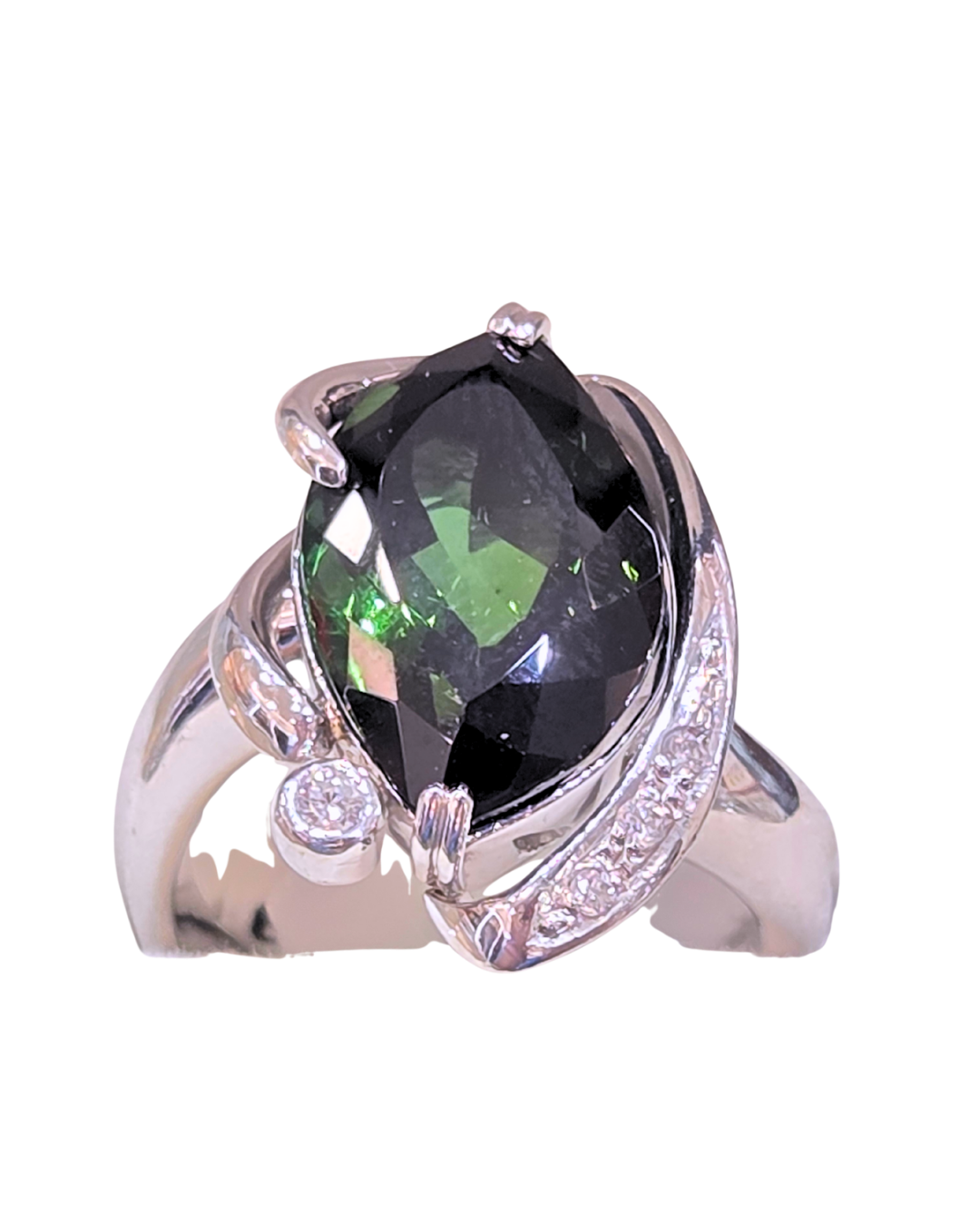 Natural Green Tourmaline & Diamond Ring 7.35cts Green Tour1 Main image