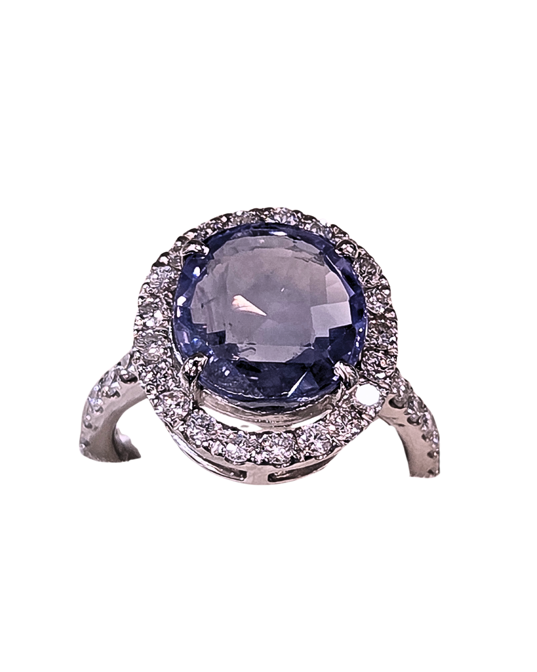 Natural  Blue Sapphire unheat & Diamond Ring 5.53ct