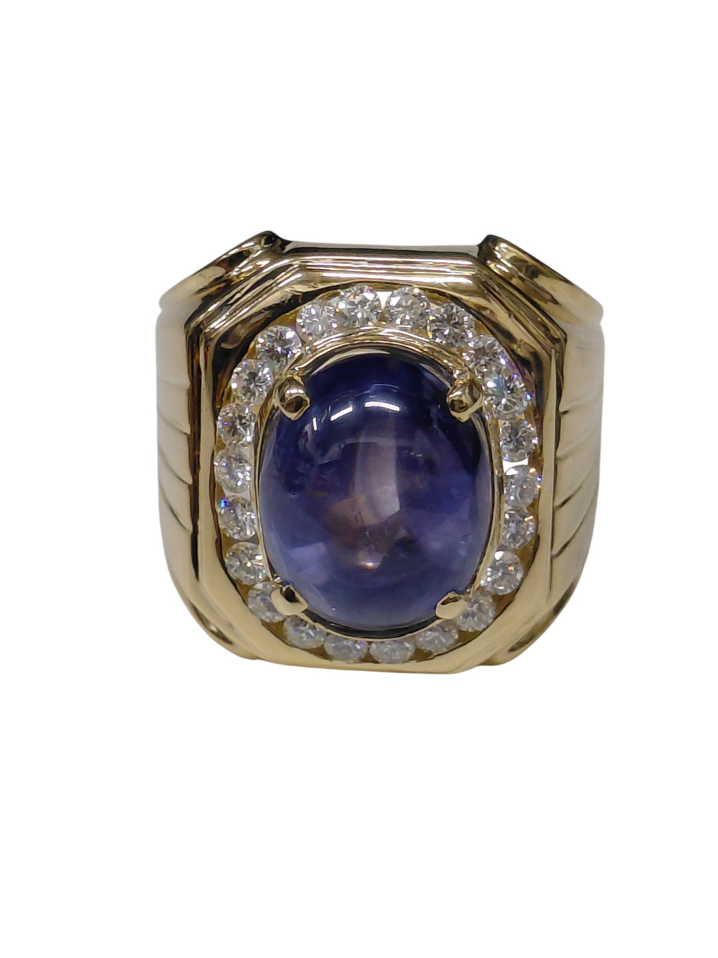 Blue Star Sapphire Diamond Ring