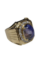 Blue Star Sapphire Diamond Ring