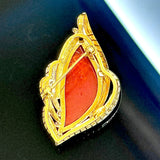 18KYG Coral & Diamond Brooch