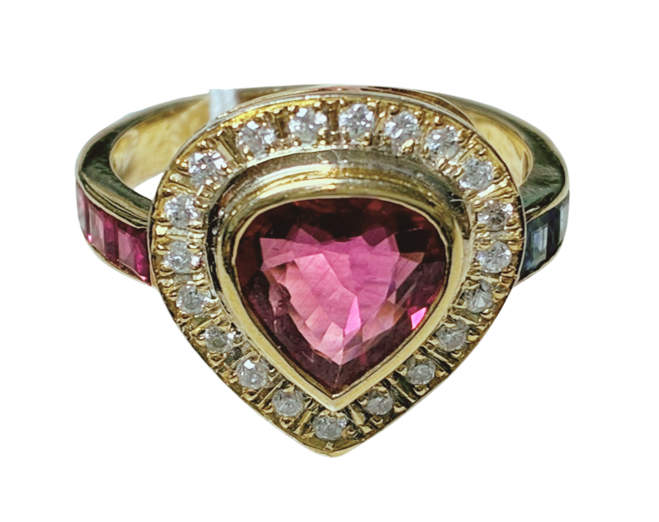 18KYG heart Shaped Ruby Ring 7.2GM