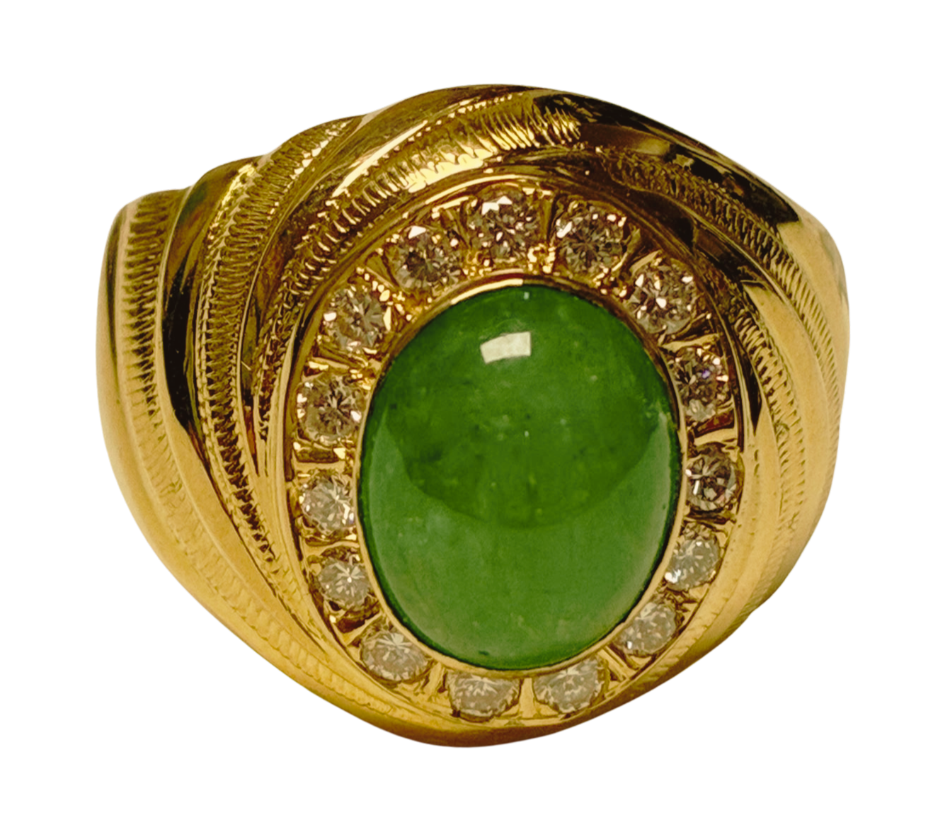 916YG Emerald And Diamonds Mens Ring 12.8GM Main image