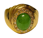 916YG Emerald And Diamonds Mens Ring 12.8GM