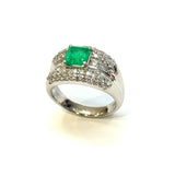 PT900 Emerald & Diamond Ring