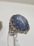 Blue Star Sapphire Diamond Ring