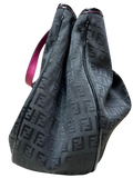 Fendi Black Zucchino Print Canvas And Patent Leather Shopper Tote