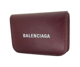 Balenciaga Cash Mini Trifold Wallet Bordeaux Grained Calf Leather