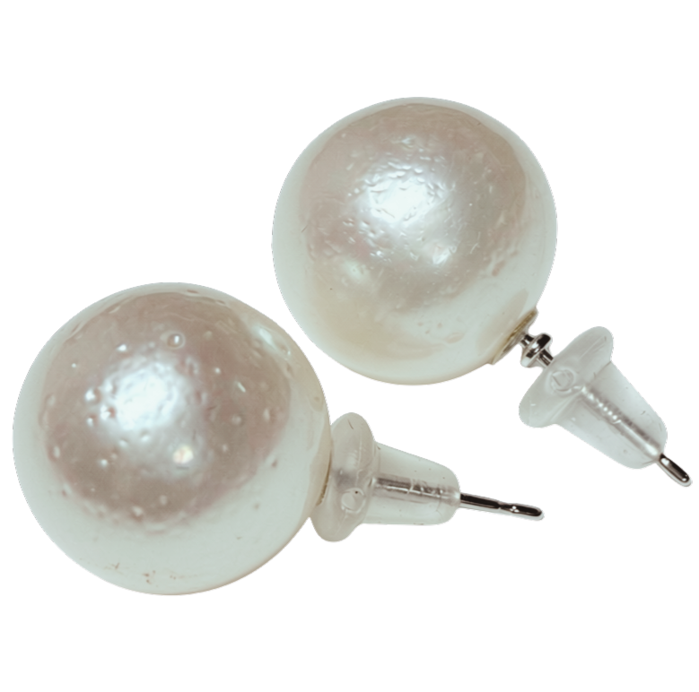 PT900 White South Sea Pearl Earrings 12to12.7MM 2.7G Secondary image