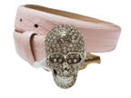 Philipp Plein Belt Crystal Skull Buckle Pink