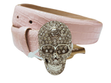Philipp Plein Belt Crystal Skull Buckle Pink