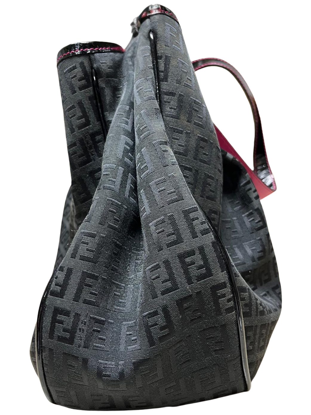 Fendi Black Zucchino Print Canvas And Patent Leather Shopper Tote Secondary image
