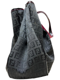 Fendi Black Zucchino Print Canvas And Patent Leather Shopper Tote