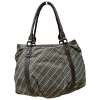 Burberry Blue Label Tote Bag  Khaki Plaid Canvas