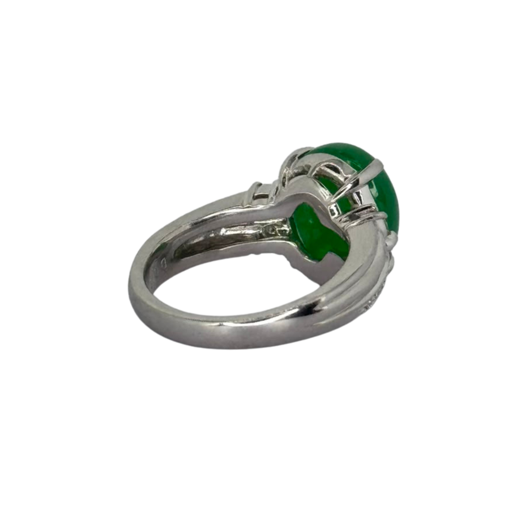 PT900 Burma A Jade Diamond Ring With Cert
