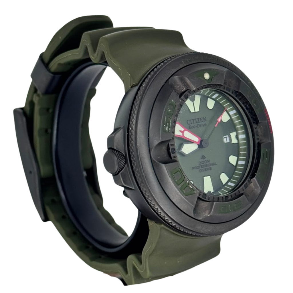 Citizen BJ8057-09X Promaster Diver Ecozilla Eco-Drive Green Dial Green Polyurethane Watch, 48mm