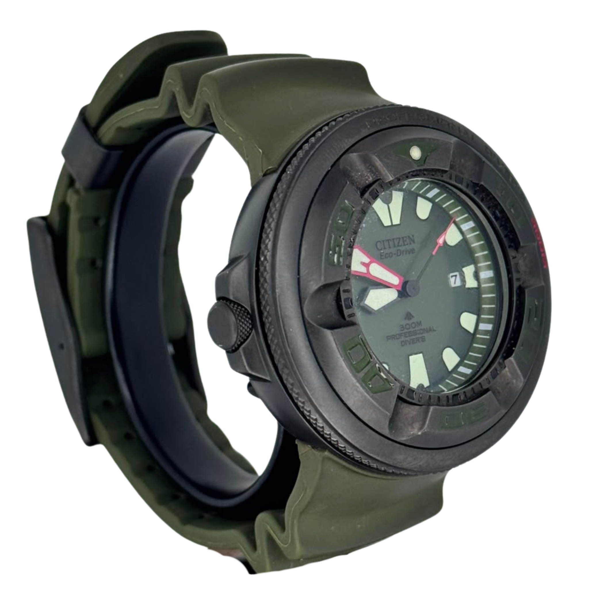 Citizen BJ8057-09X Promaster Diver Ecozilla Eco-Drive Green Dial Green Polyurethane Watch, 48mm