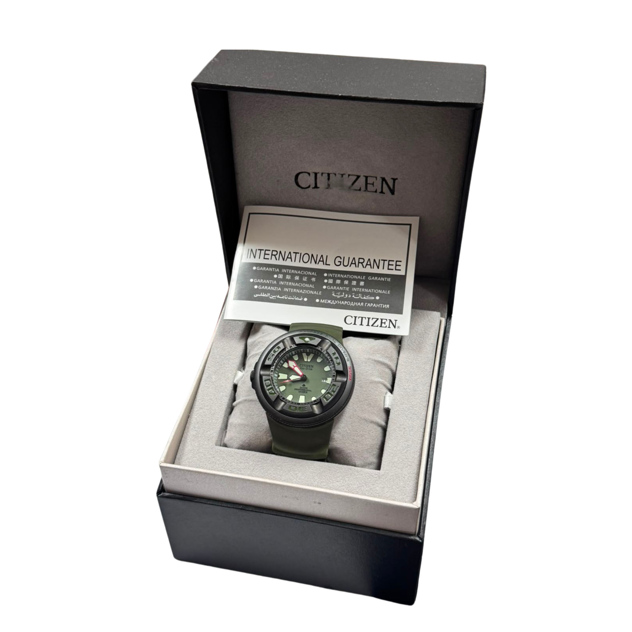 Citizen BJ8057-09X Promaster Diver Ecozilla Eco-Drive Green Dial Green Polyurethane Watch, 48mm