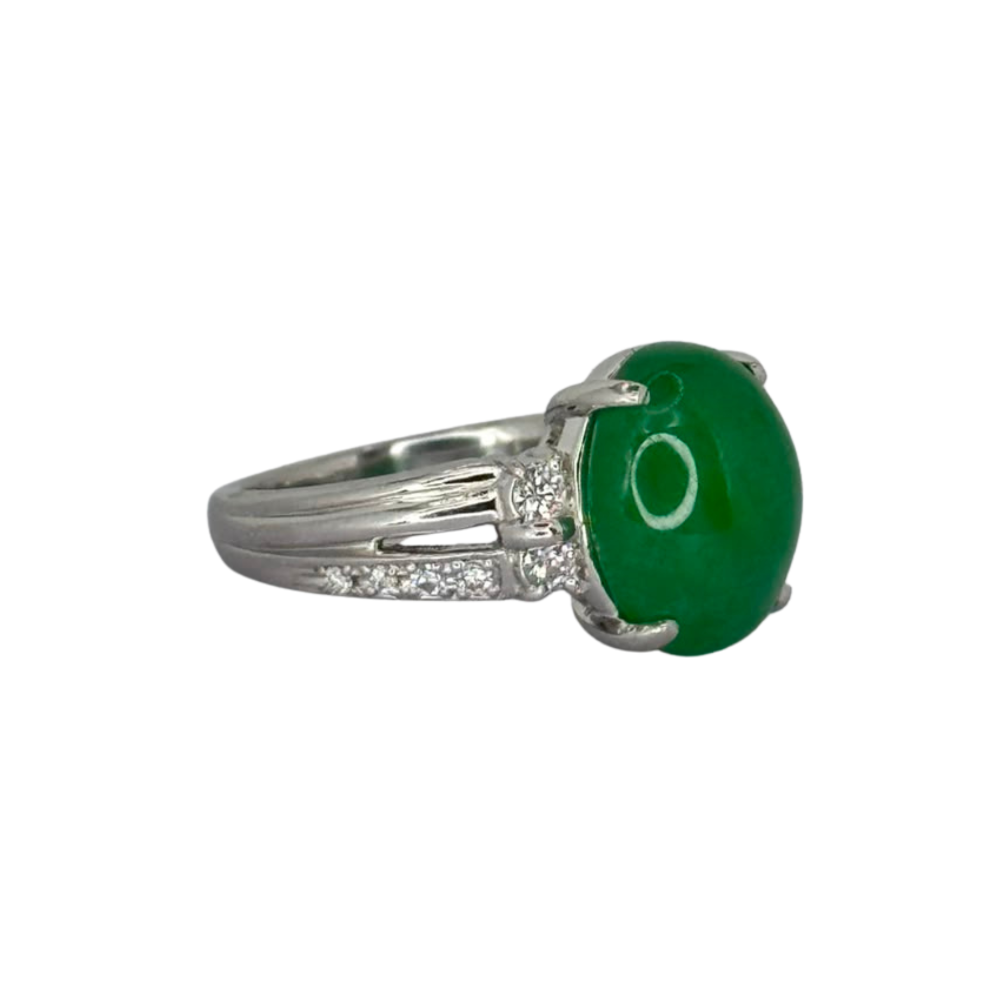 PT900 Burma A Jade Diamond Ring With Cert