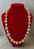 White Pearl And Beige Stone Fashion Necklace