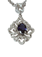 750WG Necklace With Blue Sapphire And Diamond Pendant 6.6GM
