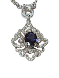 750WG Necklace With Blue Sapphire And Diamond Pendant 6.6GM