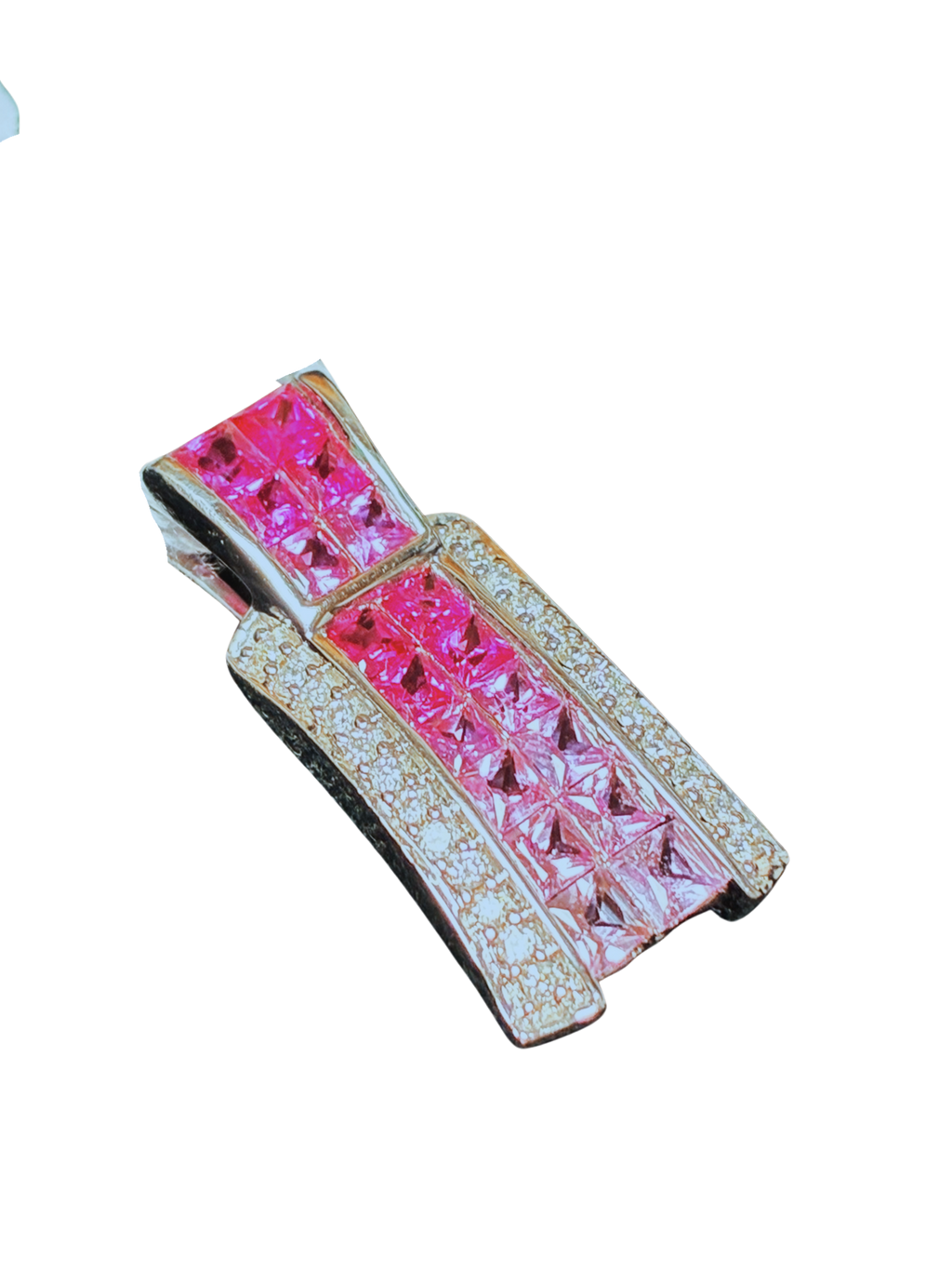 18K WG Pink Sapphire Ruby And Diamond Pendant 4.1G