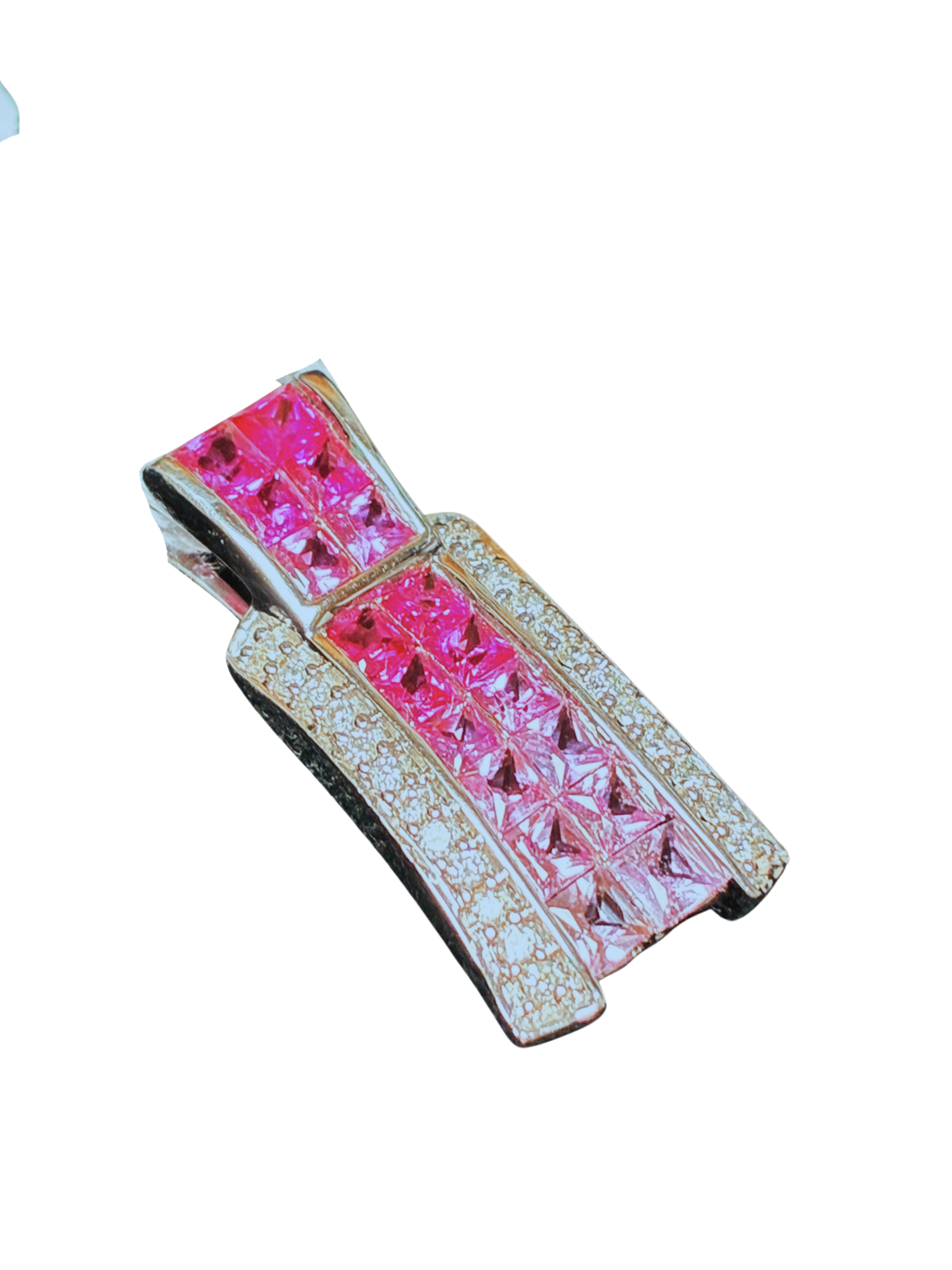 18K WG Pink Sapphire Ruby And Diamond Pendant 4.1G