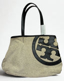 Tory Burch Lonnie Perforated Canvas Mesh Logo Tote Bag