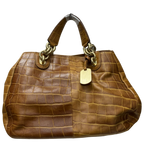 FURLA CrocEmbossed Camel Colored Leather Bag