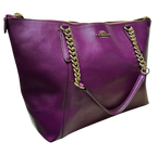 Coach Ava Chain Tote Dark Berry Or Plum Pebble Leather