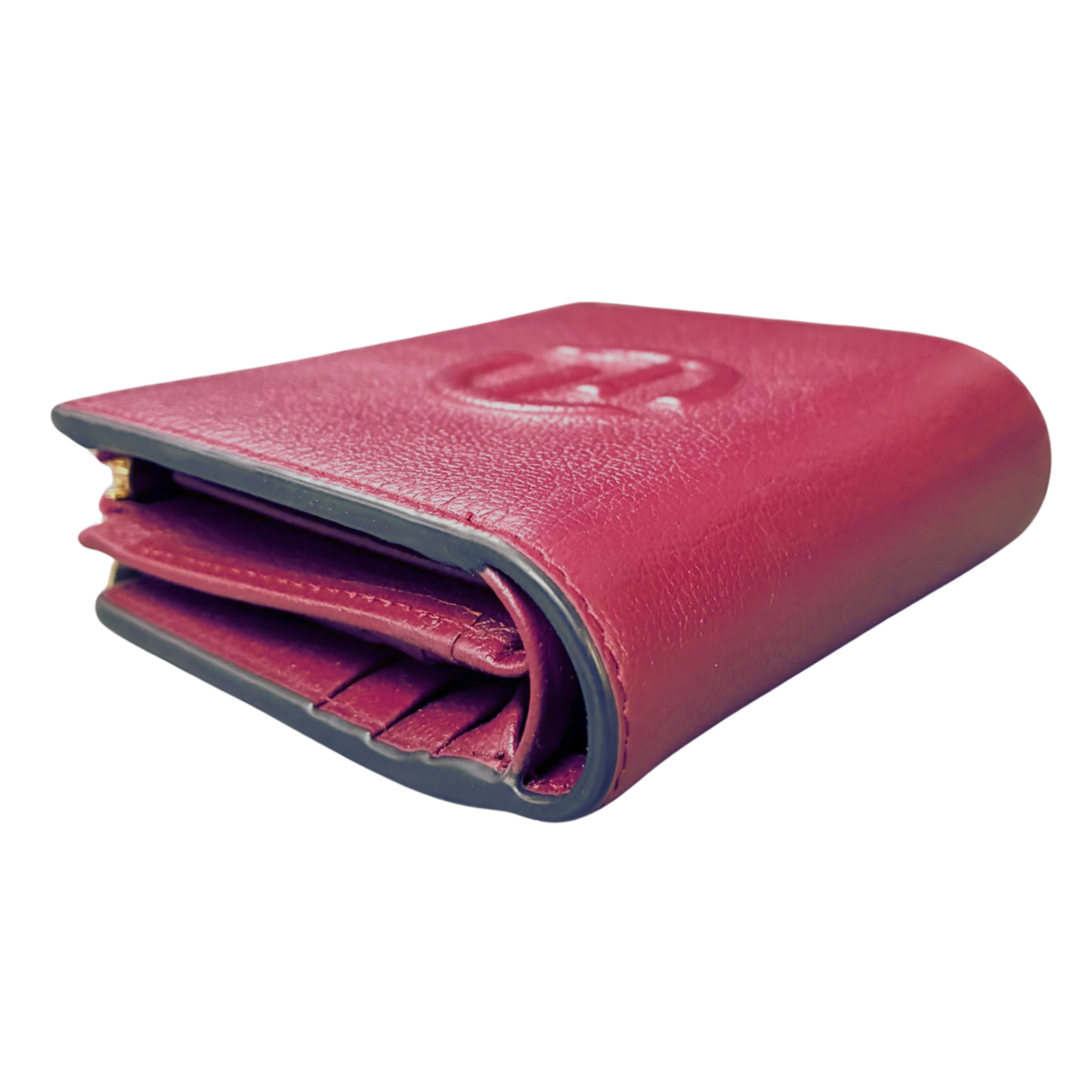 FION Pebbled Leather BiFold Wallet Raspberry
