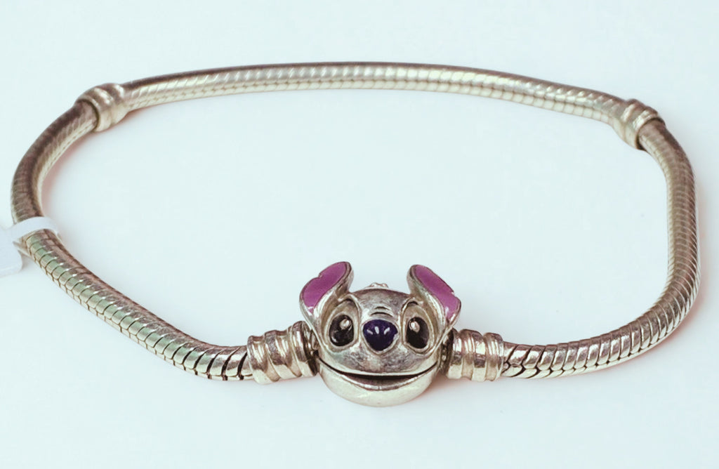 Sterling Silver Pandora  Disney Stitch Snake Chain Bracelet