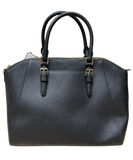 Michael Kors Ciara Large Top Zip Satchel Black Saffiano Leather