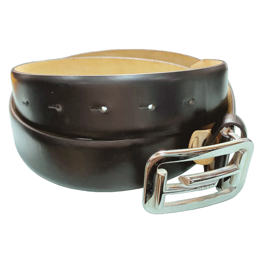 Tods Black Leather Belt SilverTone Double T Buckle 95cm