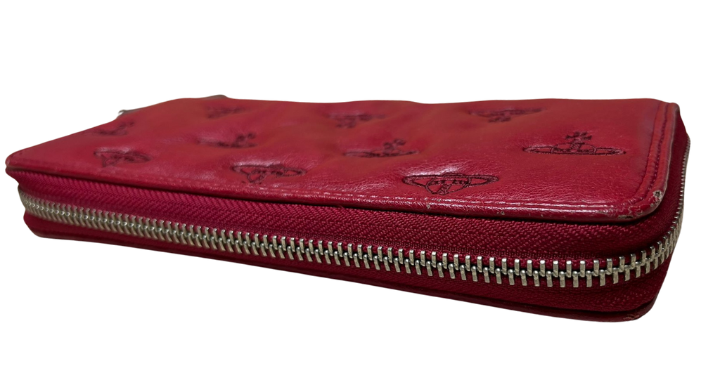 Vivienne Westwood Red Embossed Orb Long Wallet